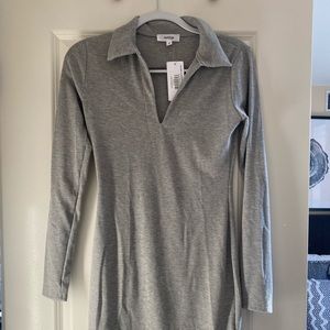 NWT Collared long sleeve sweater dress in grey ribbed material